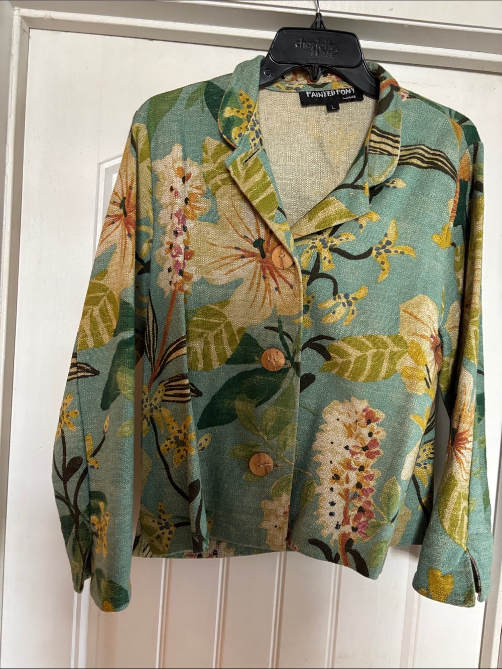 Painted Pony Green Floral Button-Front Blouse